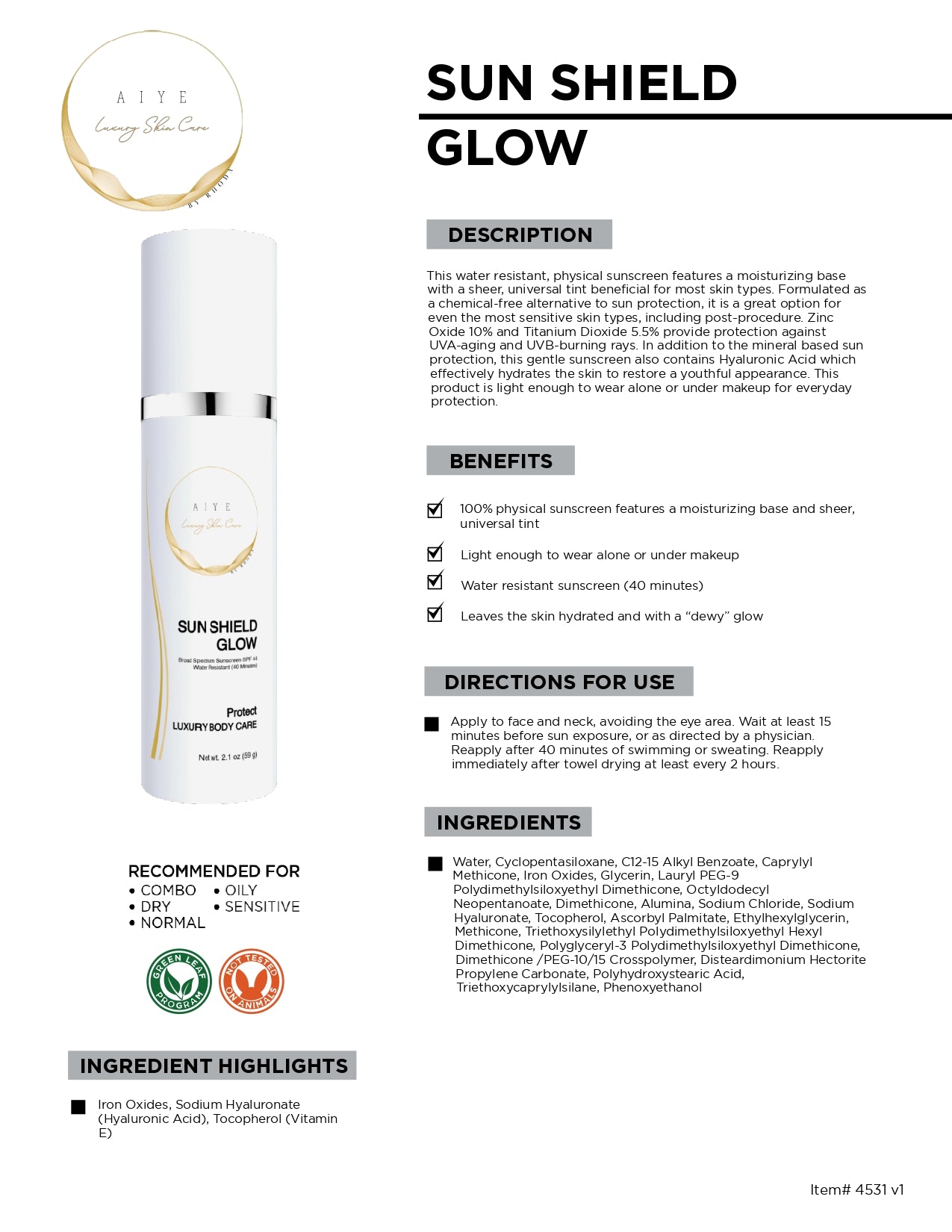 AIYE SunShield Glow